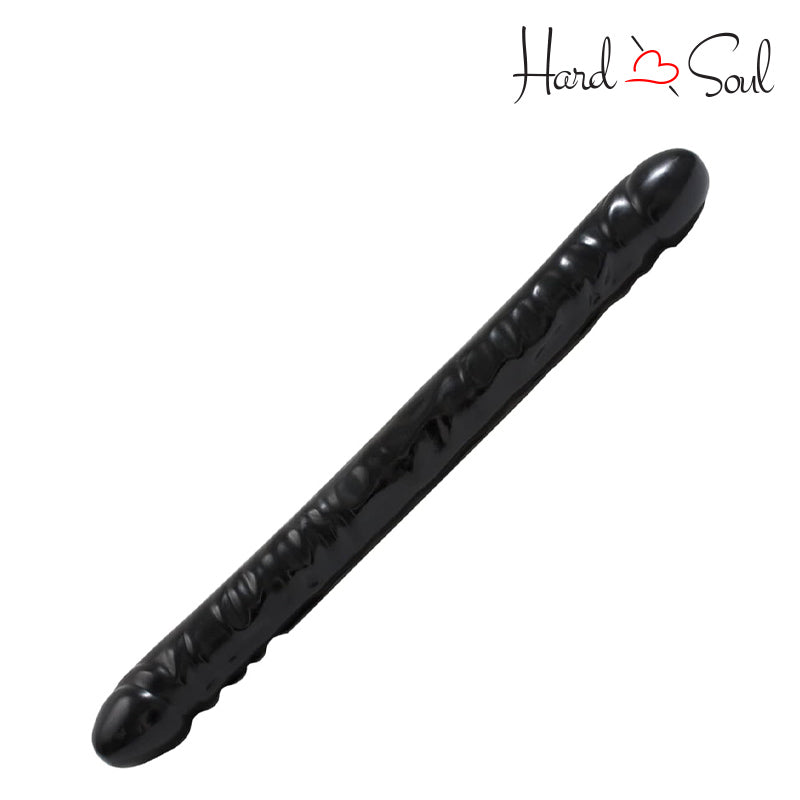 Side of Double Header Veined Dildo Black 18" - HardnSoul