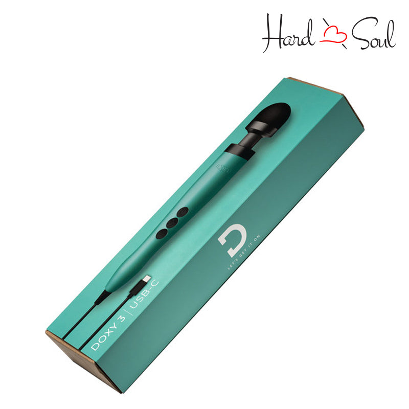 A Box of Doxy 3 USB-C Wand Massager Turquoise - HardnSoul