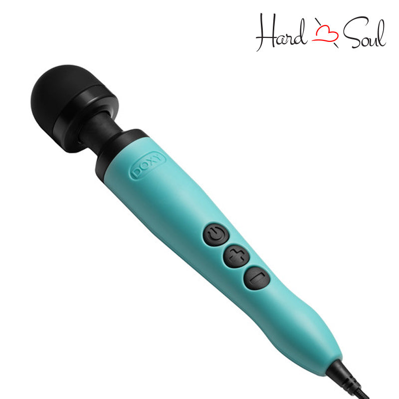 Side of Doxy 3 USB-C Wand Massager Turquoise - HardnSoul