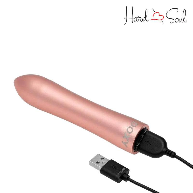 Bottom Side of Doxy Bullet Vibrator Rose Gold with USB cable - HardnSoul