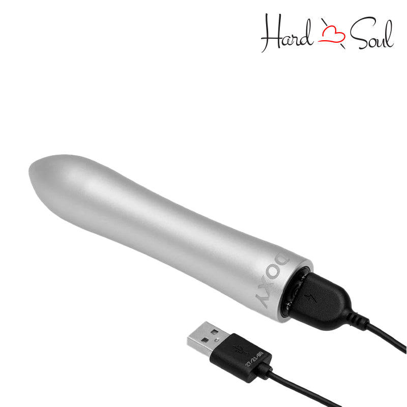 Bottom Side of Doxy Bullet Vibrator Silver with USB Cable - HardnSoul