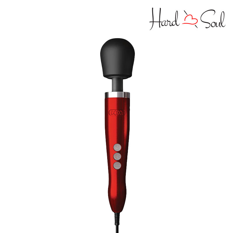 A Doxy Die Cast Wand Massager Candy Red with adjustment buttons - HardnSoul
