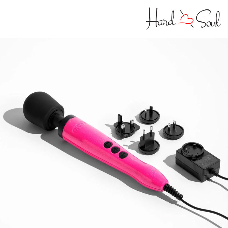 A Doxy Die Cast Wand Massager Hot Pink with multiple adapter - HardnSoul