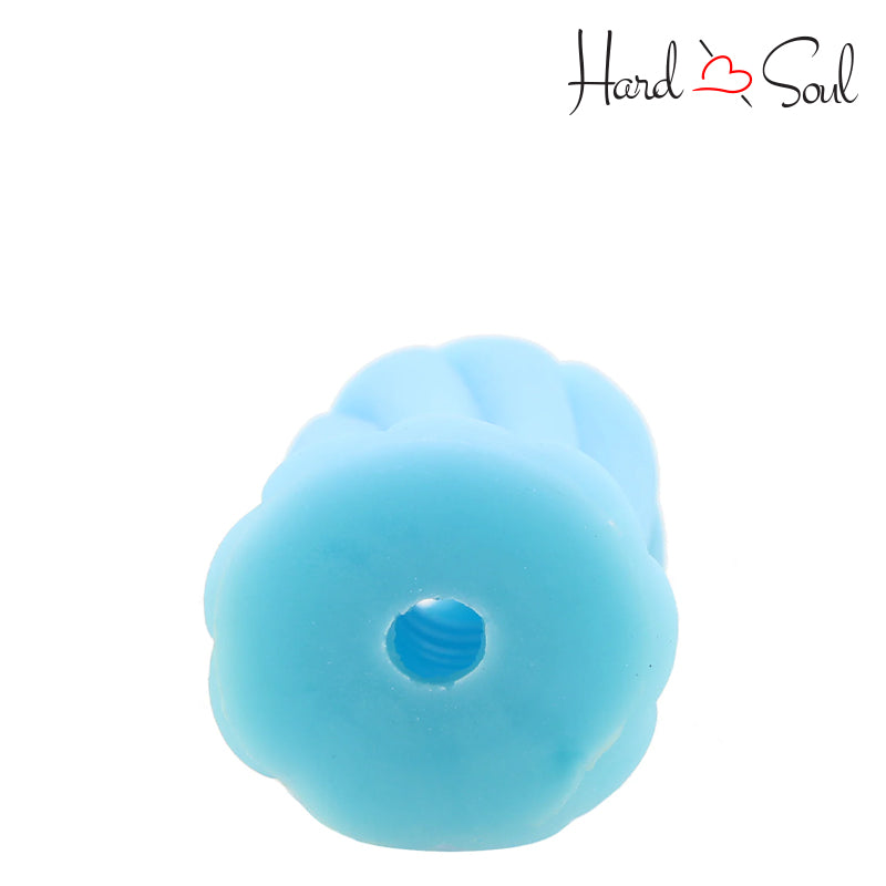 Bottom Side of Firefly Yoni Glow In The Dark Silicone Stroker Blue - HardnSoul