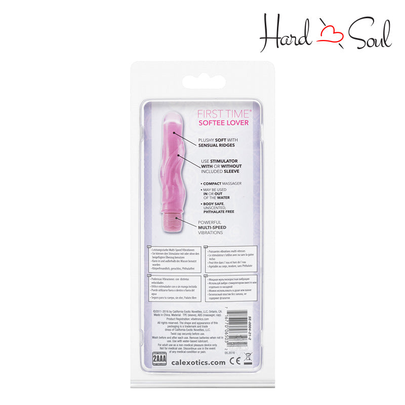 Back Side of First Time Softee Lover Vibrator Pink Box - HardnSoul