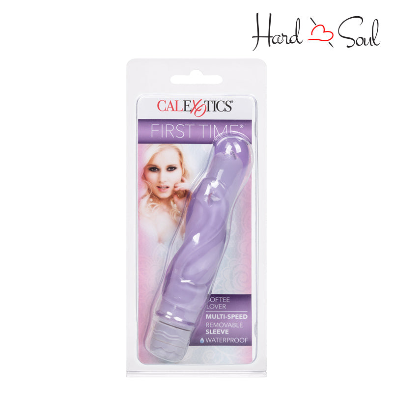 Front Side of First Time Softee Lover Vibrator Purple Box - HardnSoul