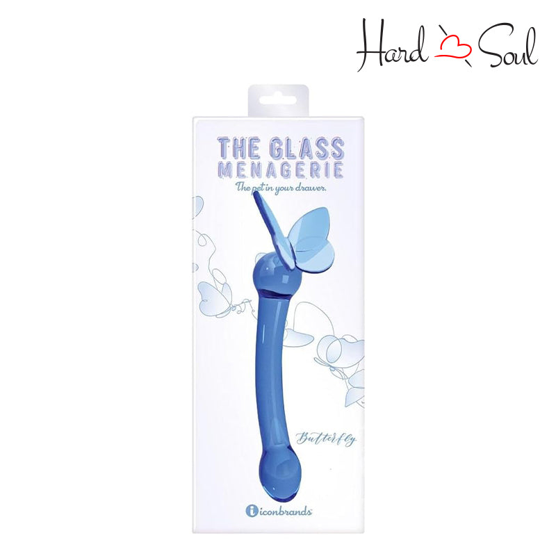 A Box of Glass Menagerie Butterfly G-Spot Dildo Dark Blue - HardnSoul