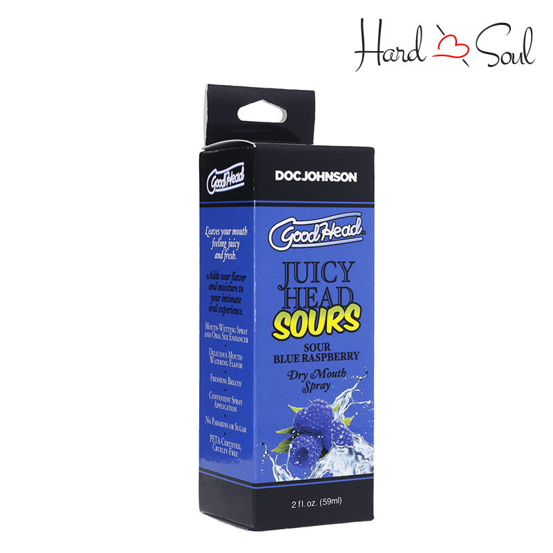 A Box of GoodHead Juicy Head Dry Mouth Spray Sour Blue Raspberry 2oz - HardnSoul