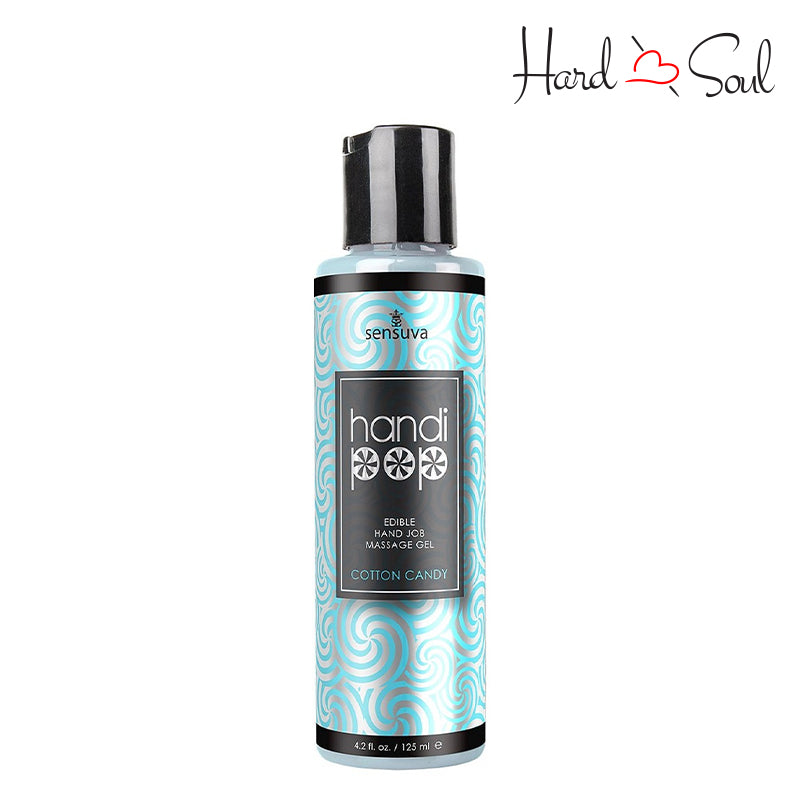 A Bottle of HandiPop Edible Hand Job Massage Gel Cotton Candy 4.2oz - HardnSoul