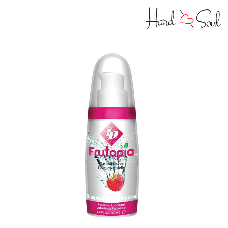 Front Side of a Bottle of ID Frutopia Water-Based Flavored Lube Raspberry 3.4oz - HardnSoul