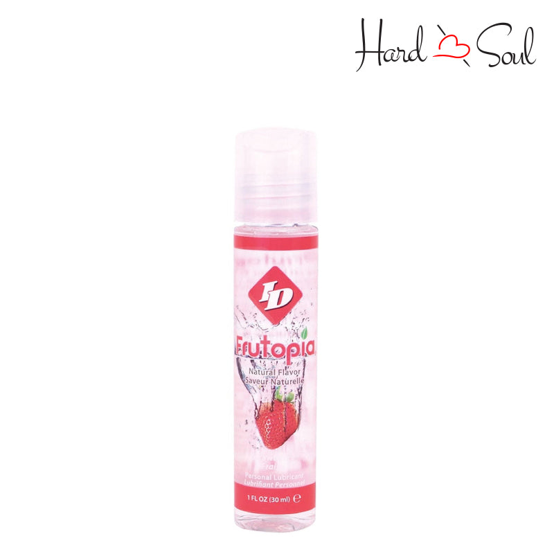 Front side of a Bottle pf ID Frutopia Water-Based Flavored Lube Strawberry 1oz - HardnSoul