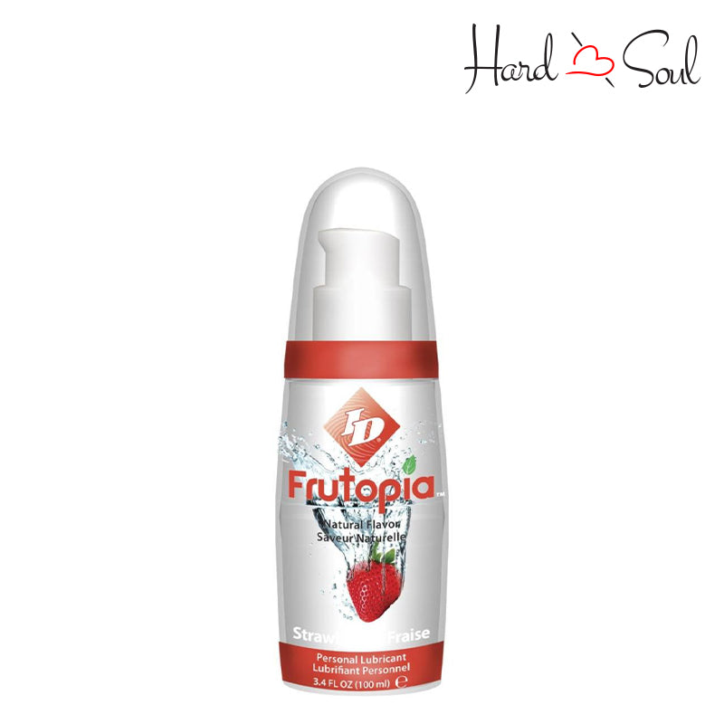 Front Side of a Bottle of ID Frutopia Water-Based Flavored Lube Strawberry 3.4oz - HardnSoul