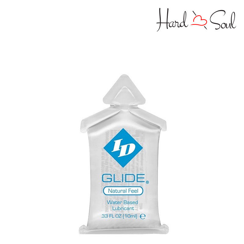 Front side of ID Glide Water Based Lubricant 10ml Pillow - HardnSoul