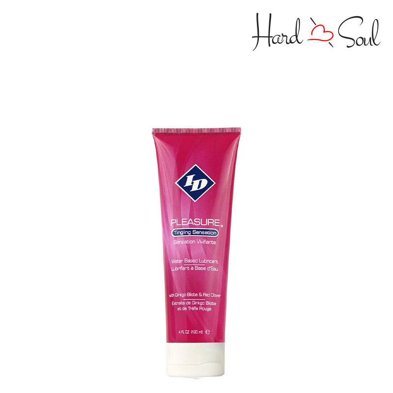 Front Side of a Tube of ID Pleasure Water Based Tingling Lubricant 4oz - HardnSoul