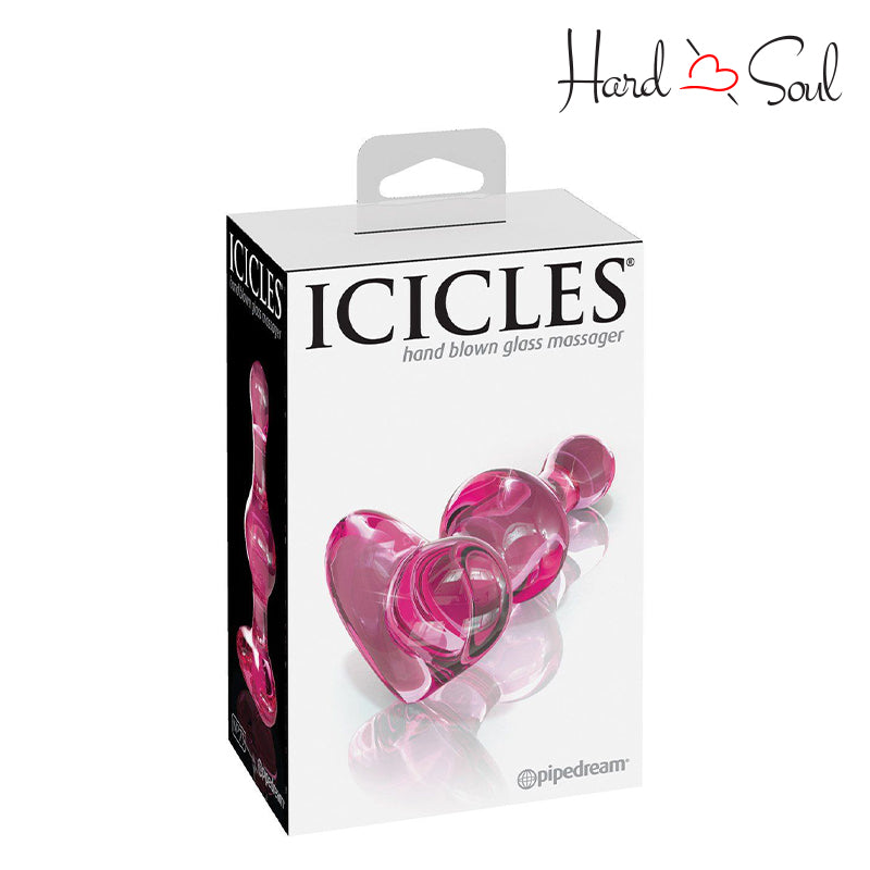 A Box of Icicles No 75 Beaded Heart Shaped Glass Anal Plug Pink - HardnSoul