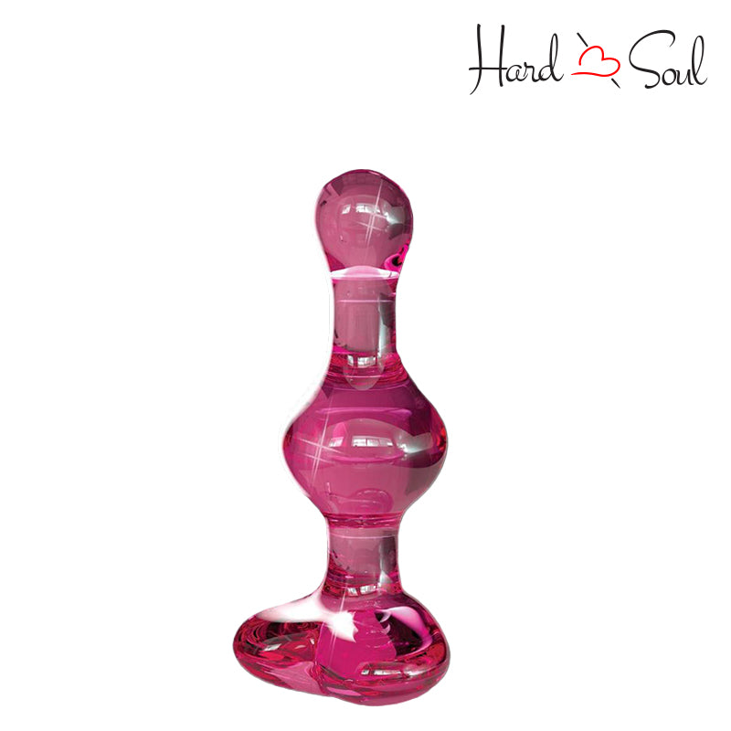 Side of Icicles No 75 Beaded Heart Shaped Glass Anal Plug Pink - HardnSoul