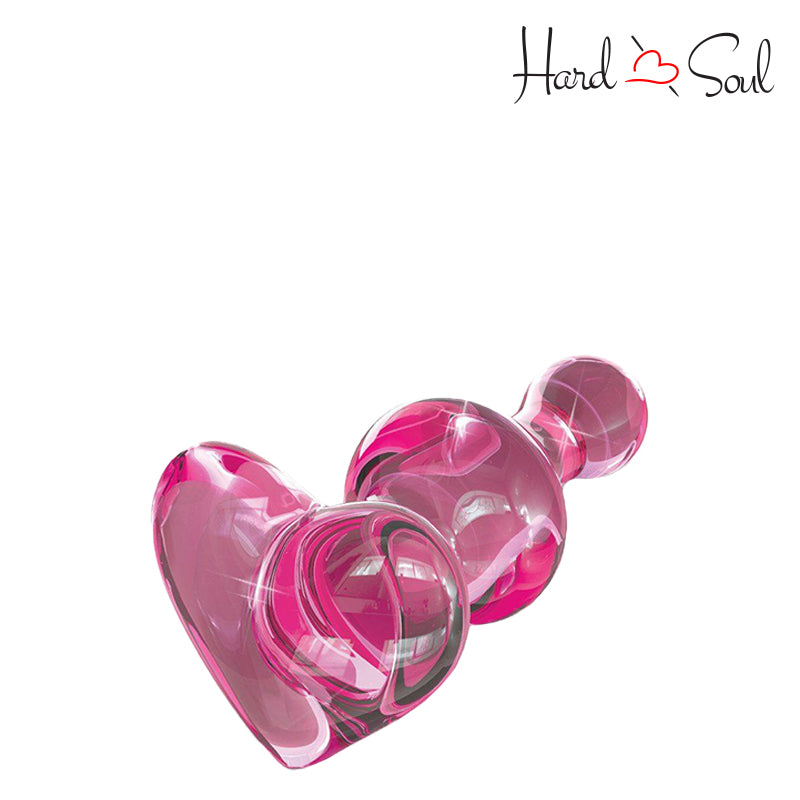 Bottom Side of Icicles No 75 Beaded Heart Shaped Glass Anal Plug Pink - HardnSoul