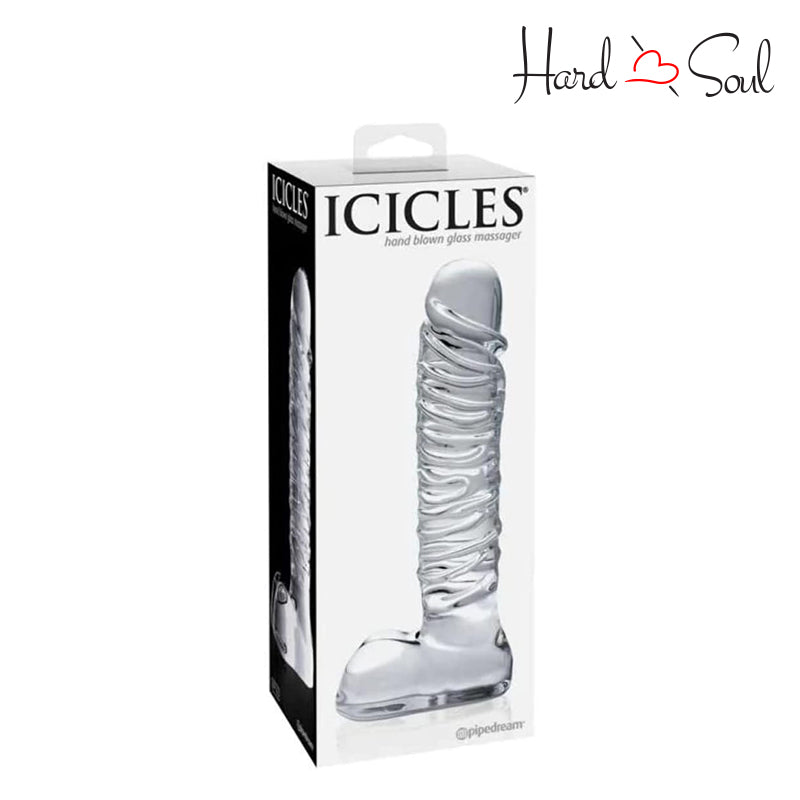 Icicles No. 63 Textured Glass Dildo with Balls 8.5" Icicles No. 63 Textured Glass Dildo with Balls 8.5"