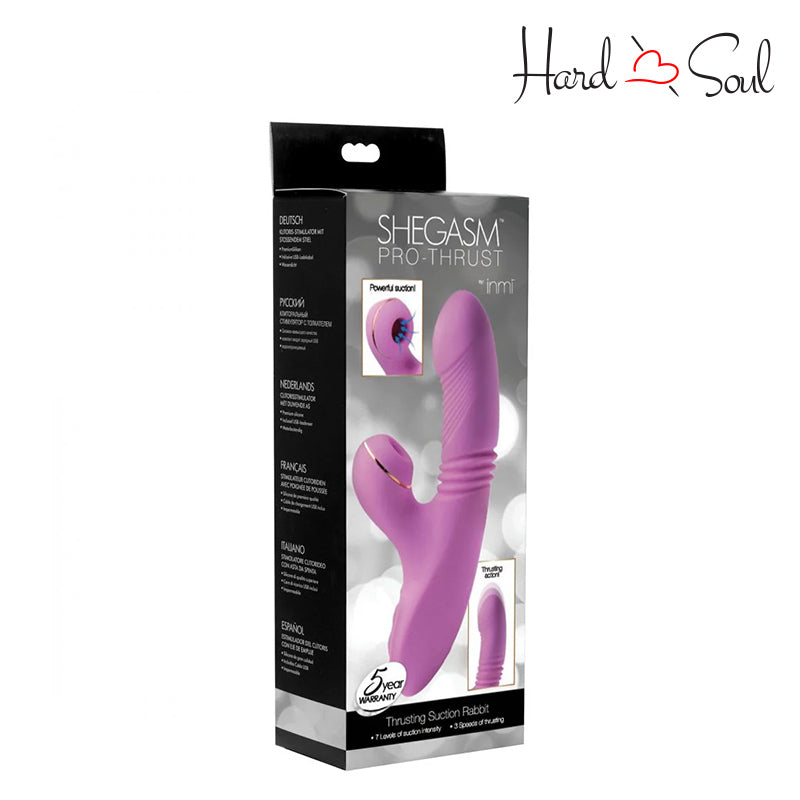 A Box of Inmi Shegasm Pro-Thrust Suction Rabbit Purple - HardnSoul