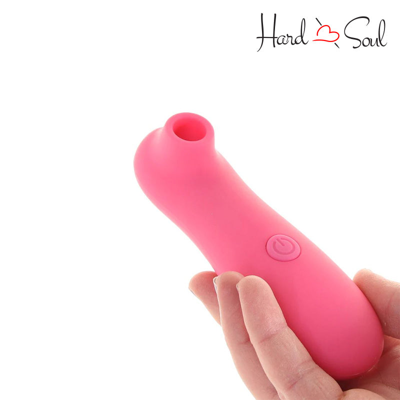 Inmi Shegasm Travel Sidekick 10X Suction Clit Stimulator Pink in hand - HardnSoul