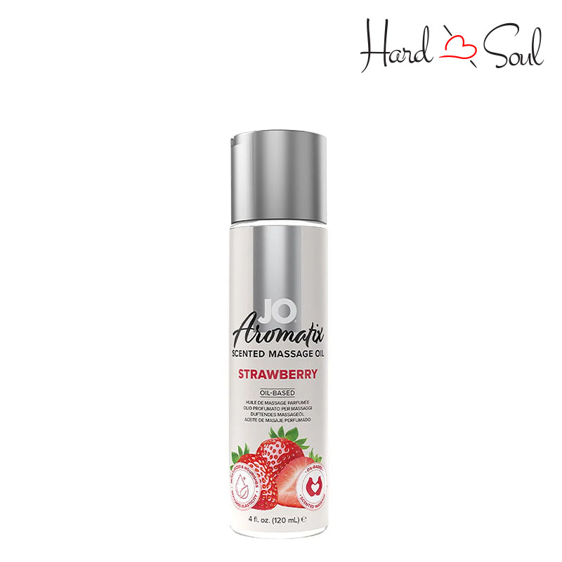 A Bottle of JO Aromatix Strawberry Massage Oil 4oz - HardnSoul