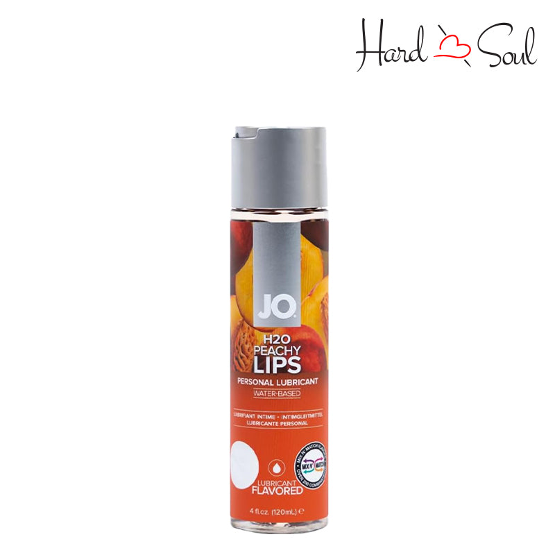 4oz bottle of H2O Water Based Flavored Lube Peachy Lips - HardnSoul