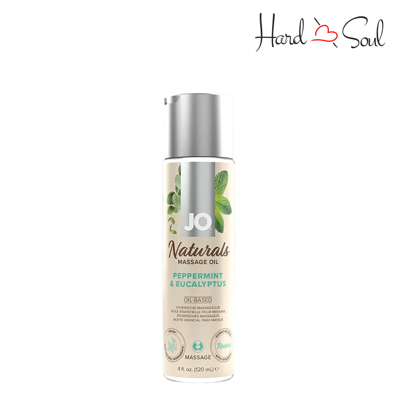 A Bottle of JO Naturals Peppermint & Eucalyptus Massage Oil 4oz - HardnSoul