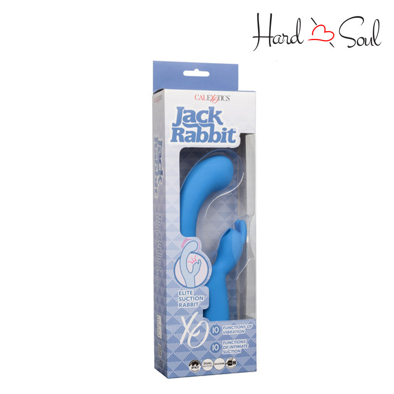 Front Side of Jack Rabbit Elite Suction Rabbit Vibrator Blue Box - HardnSoul