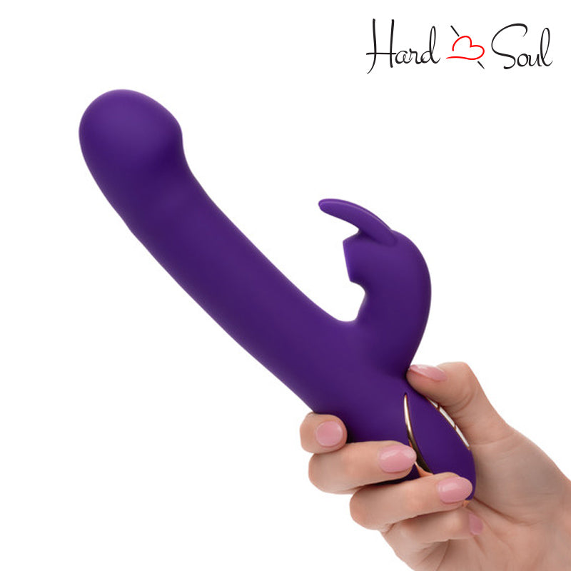 A Jack Rabbit Signature Suction Rabbit Vibrator Purple in hand - HardnSoul