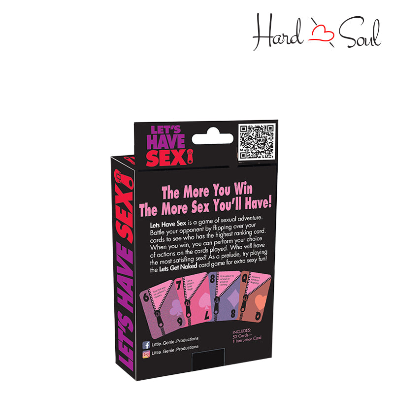 Backside of a box of Let's Have Sex Card Game - HardnSoul