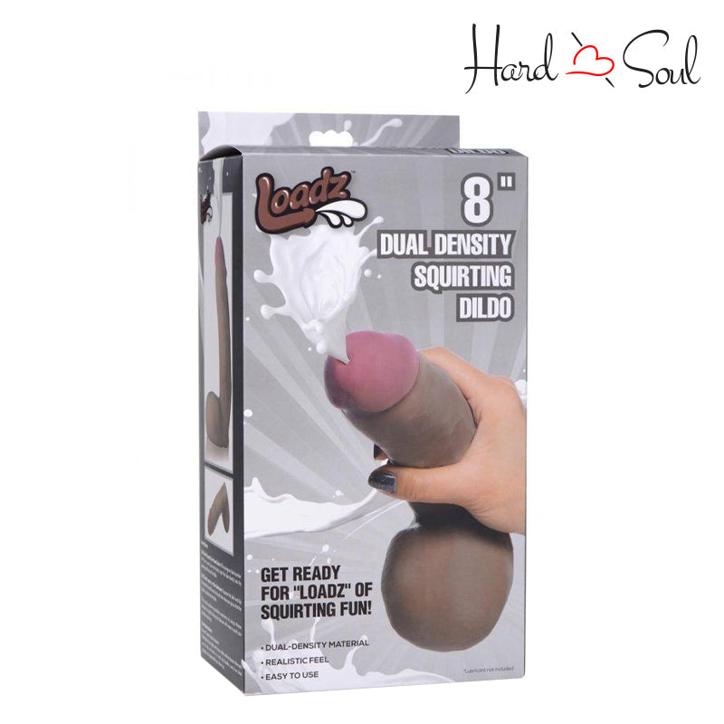 A Box of Loadz Dual Density Squirting Dildo Chocolate 8" - HardnSoul