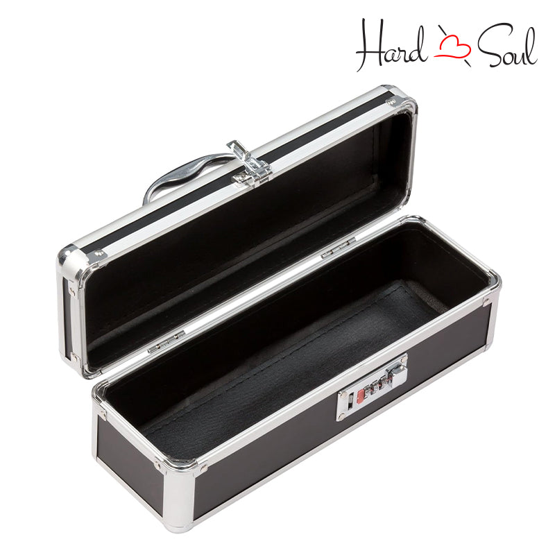 An Opened Medium Black Lockable Vibrator Case - HardnSoul