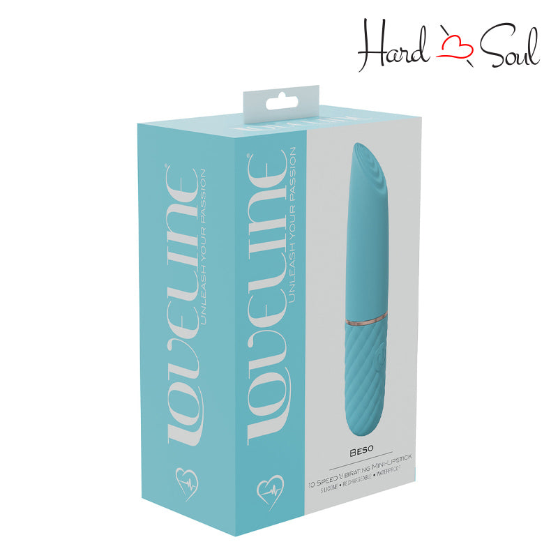 A Box of LoveLine Beso Mini Lipstick Vibrator Blue - HardnSoul