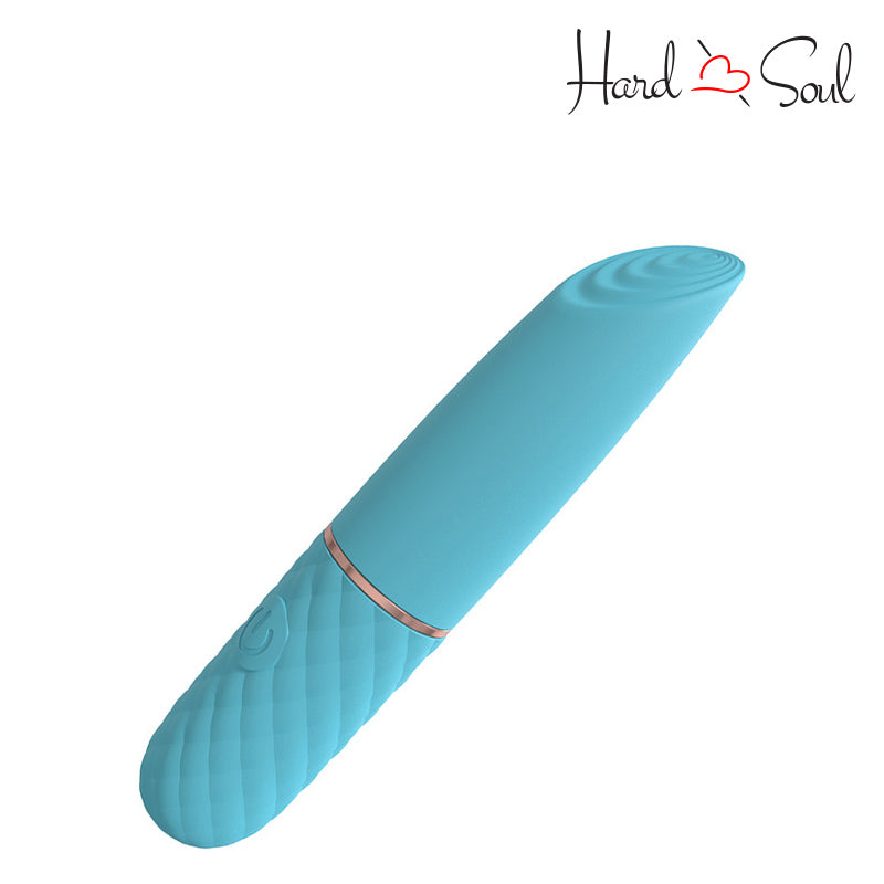 Side of LoveLine Beso Mini Lipstick Vibrator Blue - HardnSoul