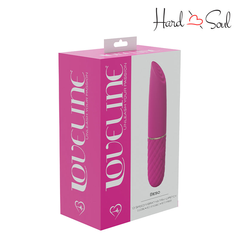 A Box of LoveLine Beso Mini Lipstick Vibrator Pink - HardnSoul