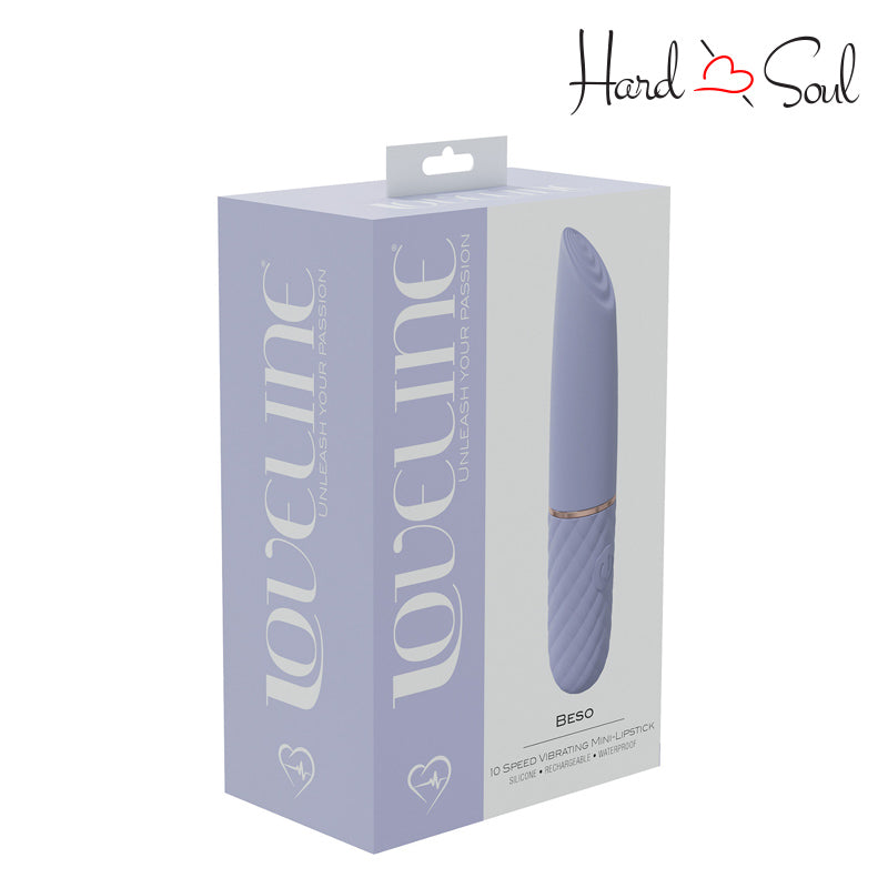 A Box of LoveLine Beso Mini Lipstick Vibrator Lavender - HardnSoul