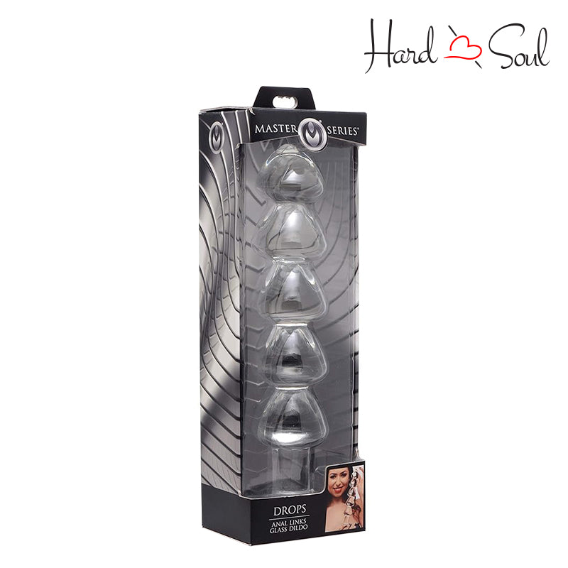 A Box of Master Series Drops Anal Link Glass Dildo Clear - HardnSoul