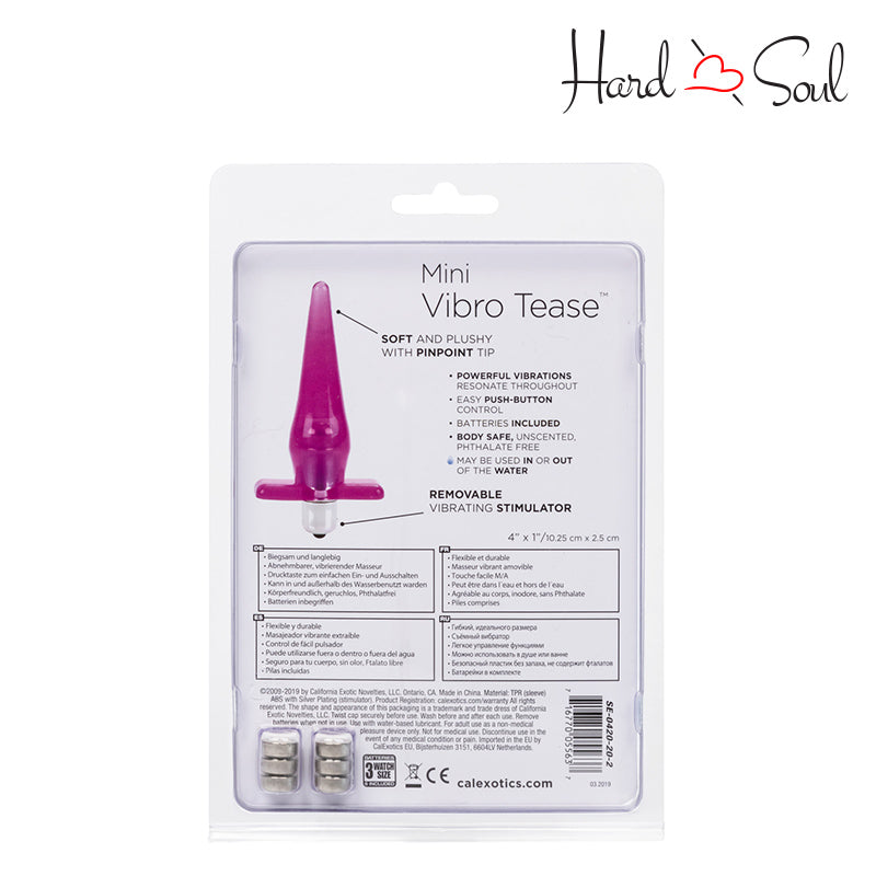 Back Side of Mini Vibro Tease Pink - HardnSoul