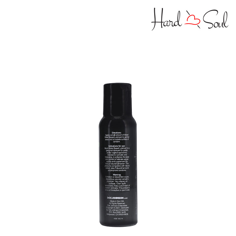 Backside of a Bottle of Mood Lube Water Based Lubricant 2oz - HardnSoul