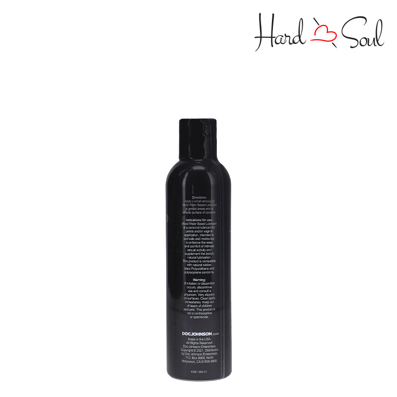 Backside of a Bottle of Mood Lube Water Based Lubricant 2oz - HardnSoul