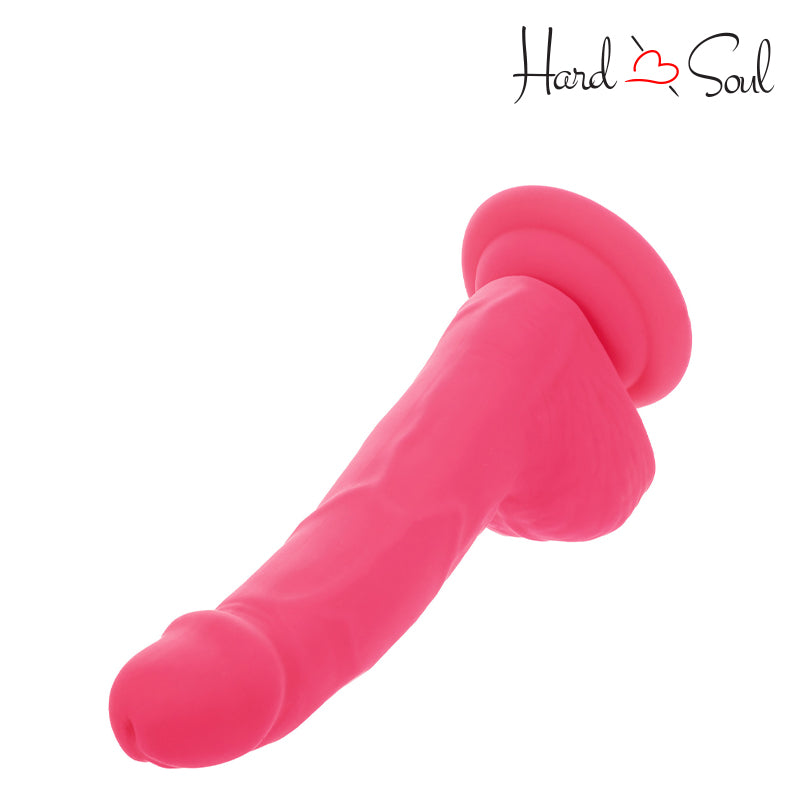 The top side of Neon Silicone Studs Dildo 6" Pink - HardnSoul