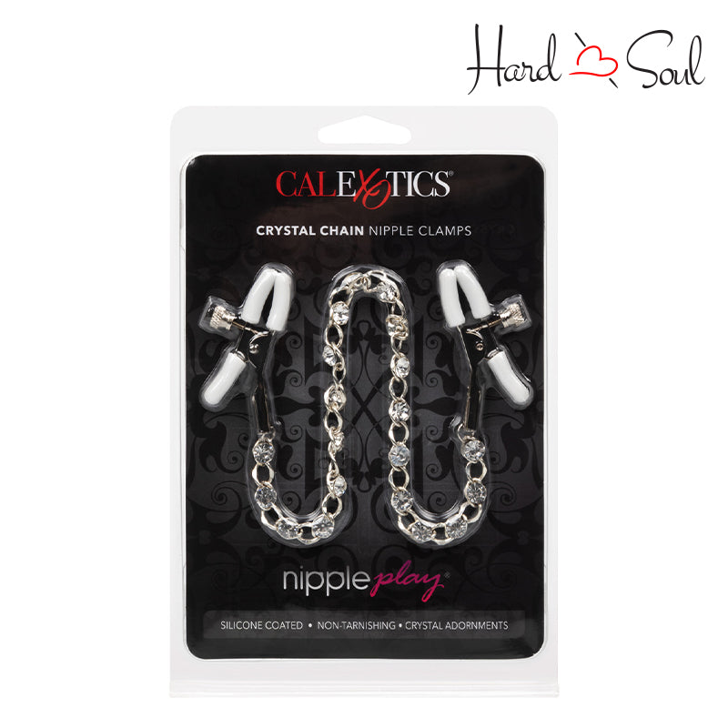 Front Side of a Box of Nipple Play Crystal Chain Nipple Clamps - HardnSoul