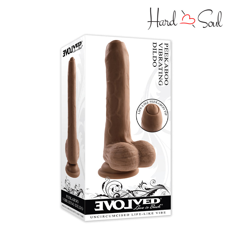 A Box of Peek A Boo Vibrating Dildo Chocolate - HardnSoul