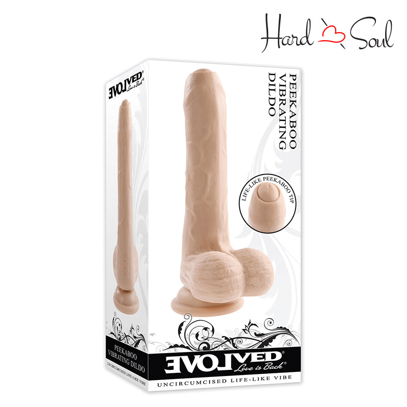 A Box of Peek A Boo Vibrating Dildo Vanilla - HardnSoul