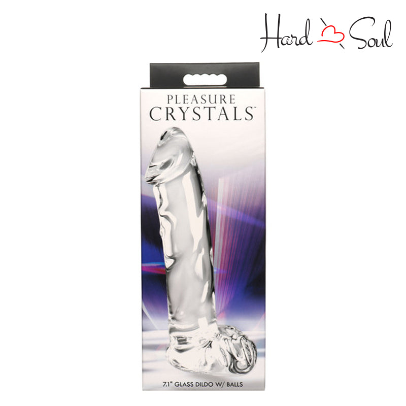 A Box of Pleasure Crystals 7.1" Glass Dildo with Balls - HardnSoul