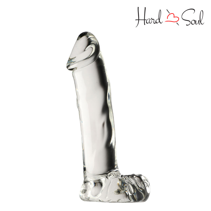 Side of Pleasure Crystals 7.1" Glass Dildo with Balls - HardnSoul