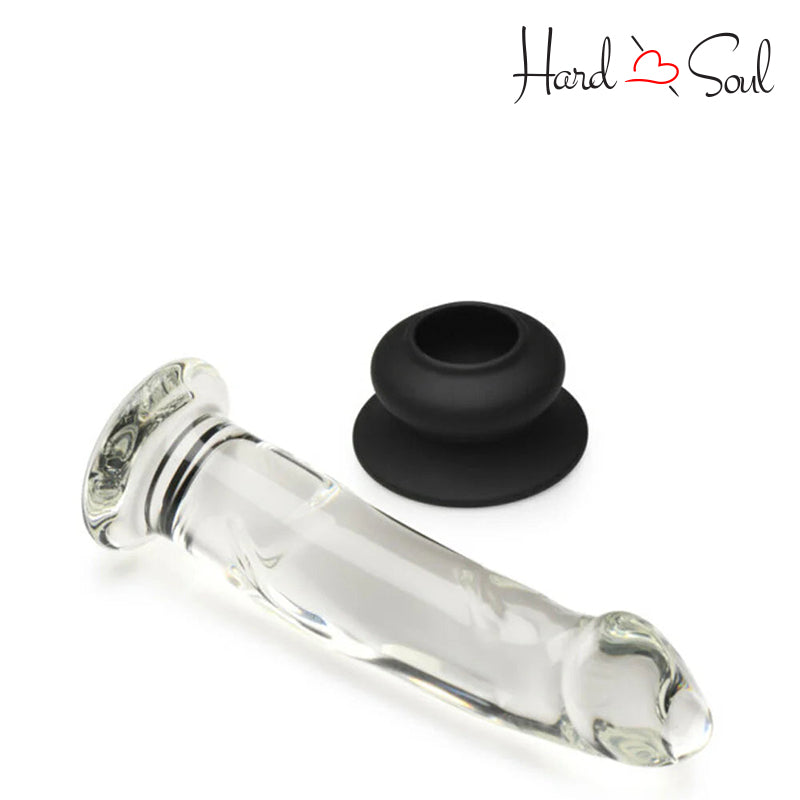 Pleasure Crystals 7.6" Glass Dildo with Silicone Base removed from the silicon cup - HardnSoul