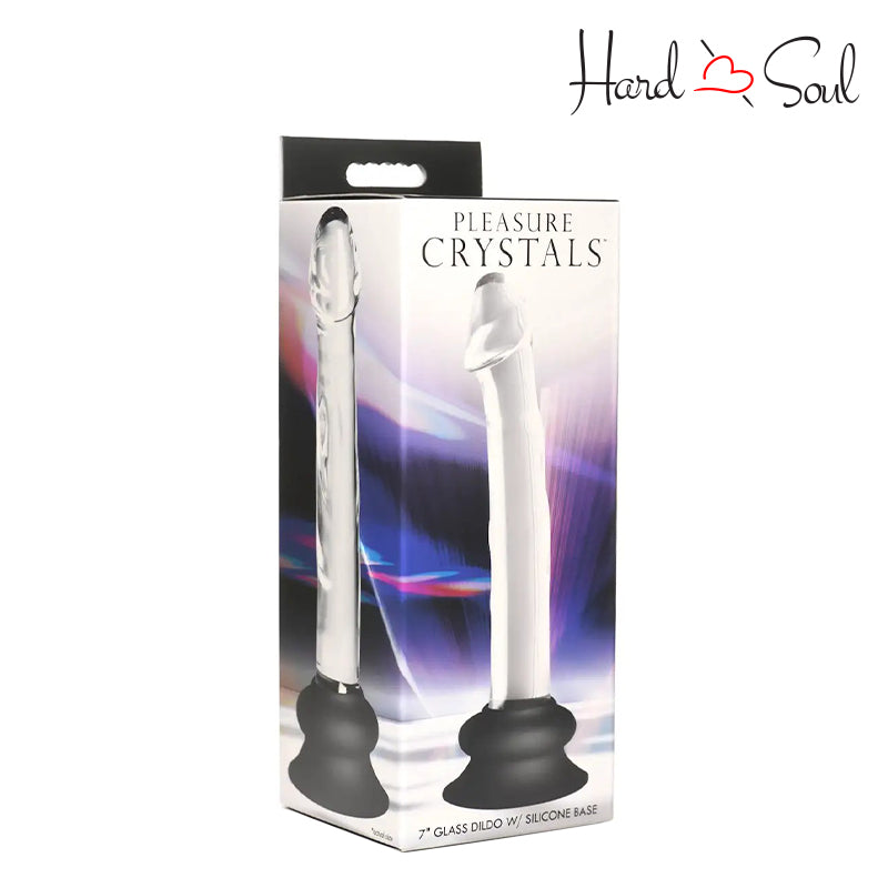 A Box of Pleasure Crystals 7" Glass Dildo with Silicone Base - HardnSoul