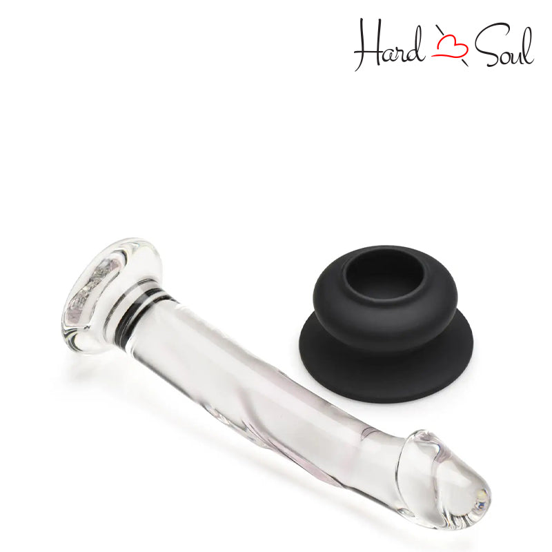 Pleasure Crystals 7" Glass Dildo with Silicone Base removed from the silicon cup - HardnSoul