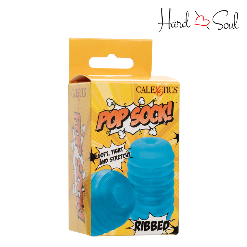 Front Side of Pop Sock Ribbed Stroker Blue Box - HardnSoul